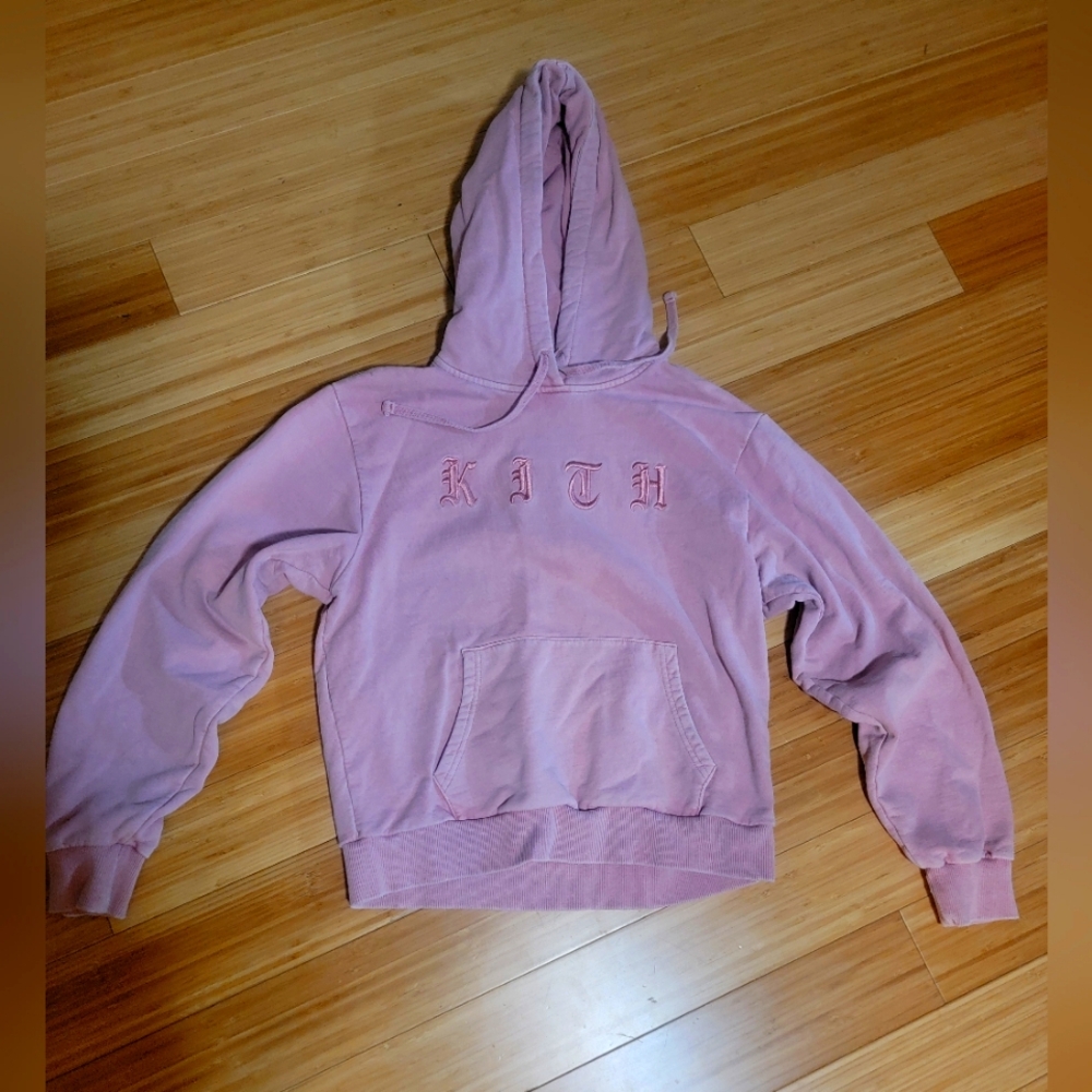 KITH womens sweatshirt in washed pale pink color (Small)